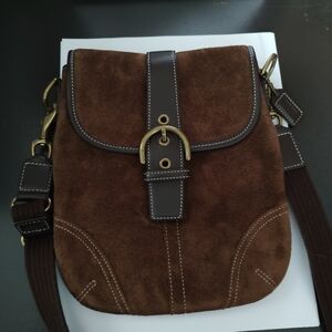 Coach Chocolate Brown Suede Shoulder/Crossbody Bag